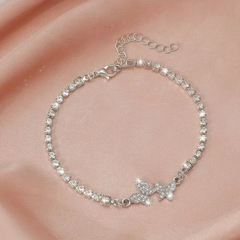 Zinc Alloy Glittering Butterfly Rhinestone Bracelet for Women Bracelets - DailySale