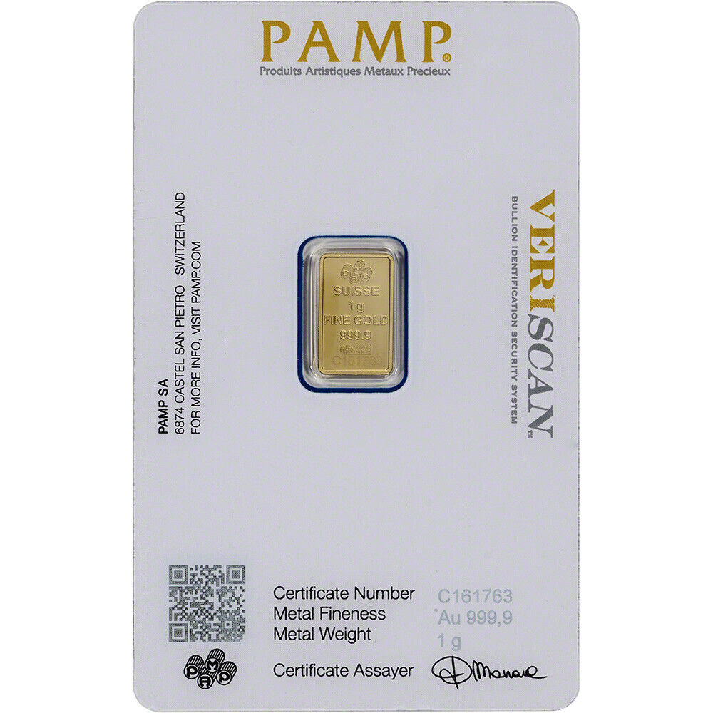 1 Gram Gold Bar PAMP Suisse Fortuna 999.9 Fine in Sealed Assay Everything Else - DailySale