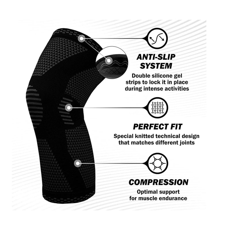 1-Pair: Support And Recover Knee Compression Sleeve Brace With Gel Grip Wellness - DailySale