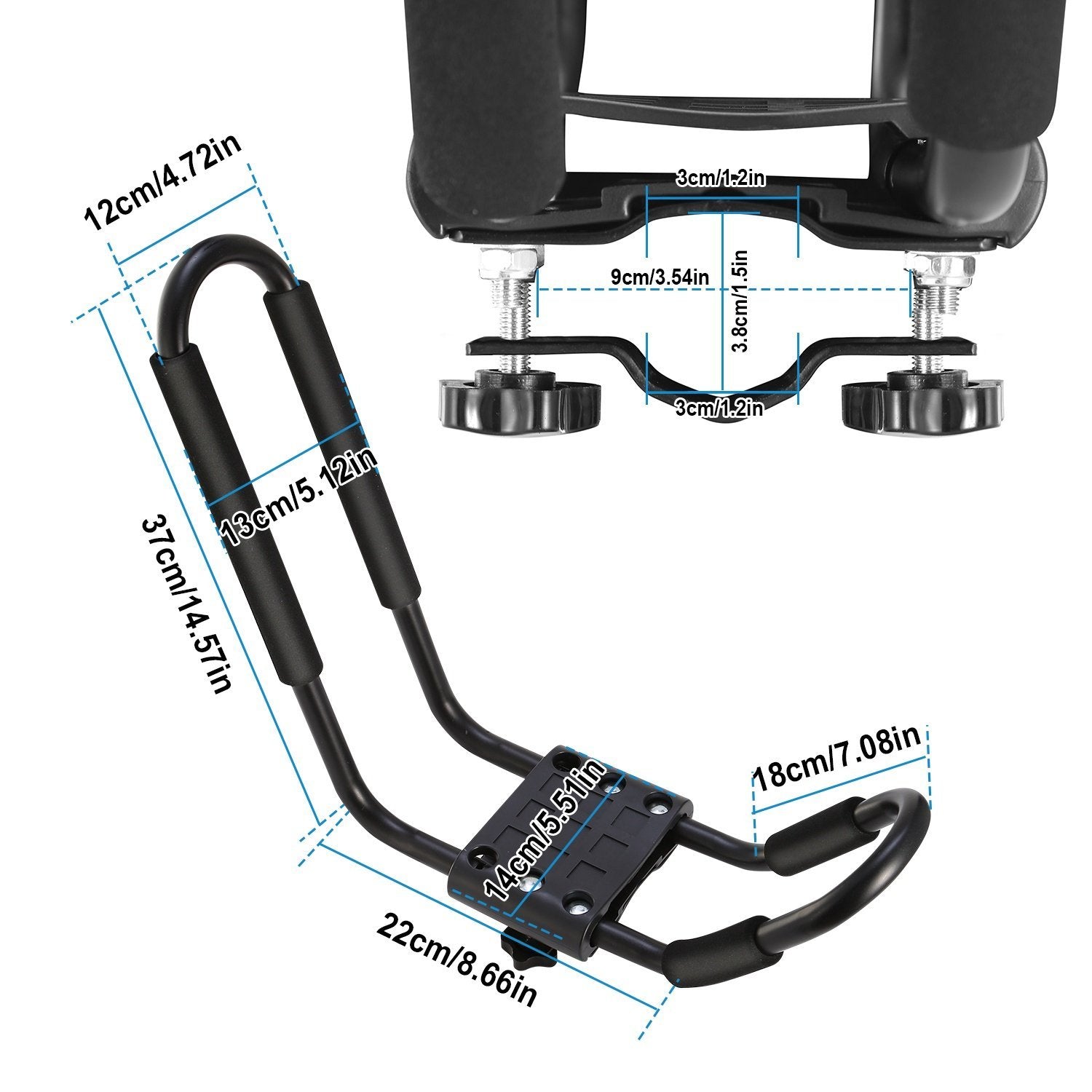 1-Pair: Universal J-Bar Kayak Carrier Automotive - DailySale