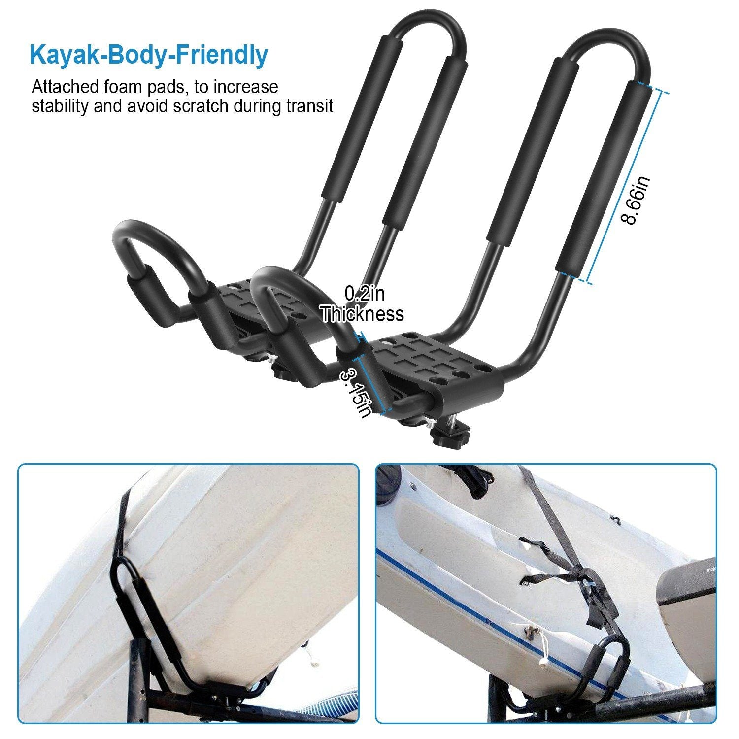 1-Pair: Universal J-Bar Kayak Carrier Automotive - DailySale