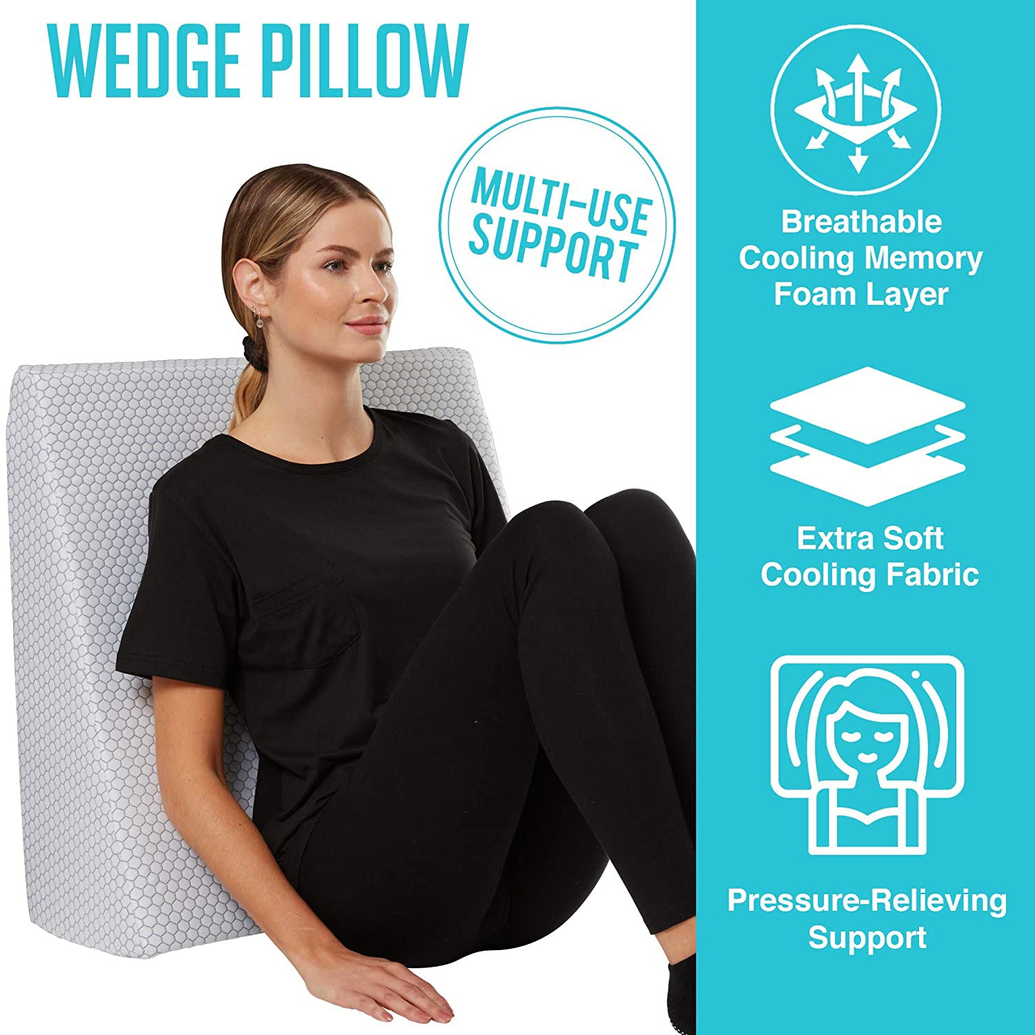 White Knee Wedge Leg Pillow w/ Cover - Therapeutic Support Cushion for Knee  Pain