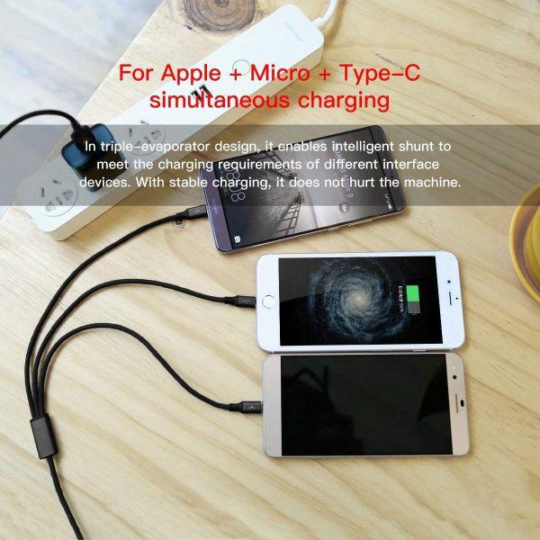 10 Foot High Speed 3-in-1 Lightning Micro & USB-C Charging Cable Mobile Accessories - DailySale