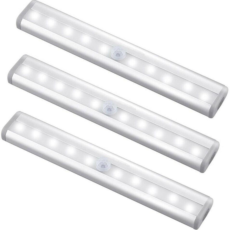 10 Led Motion Sensor Stick On Light Bars Indoor Lighting 3-Pack - DailySale