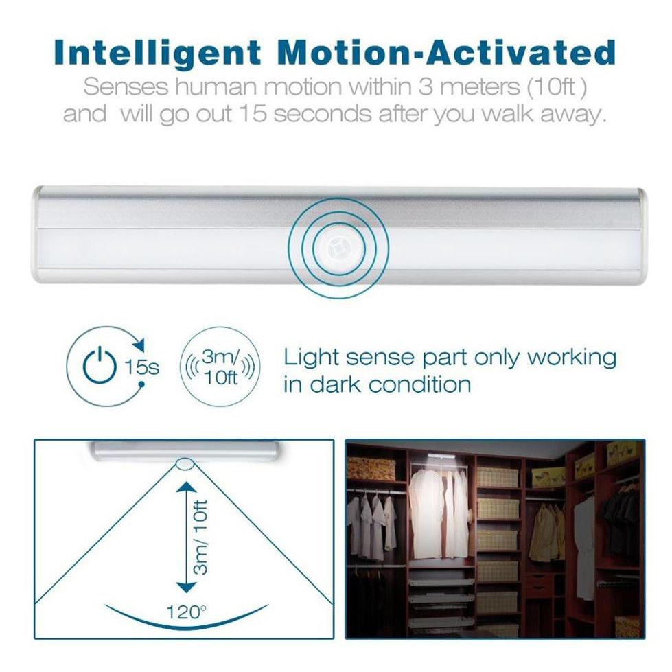 10 Led Motion Sensor Stick On Light Bars Indoor Lighting - DailySale