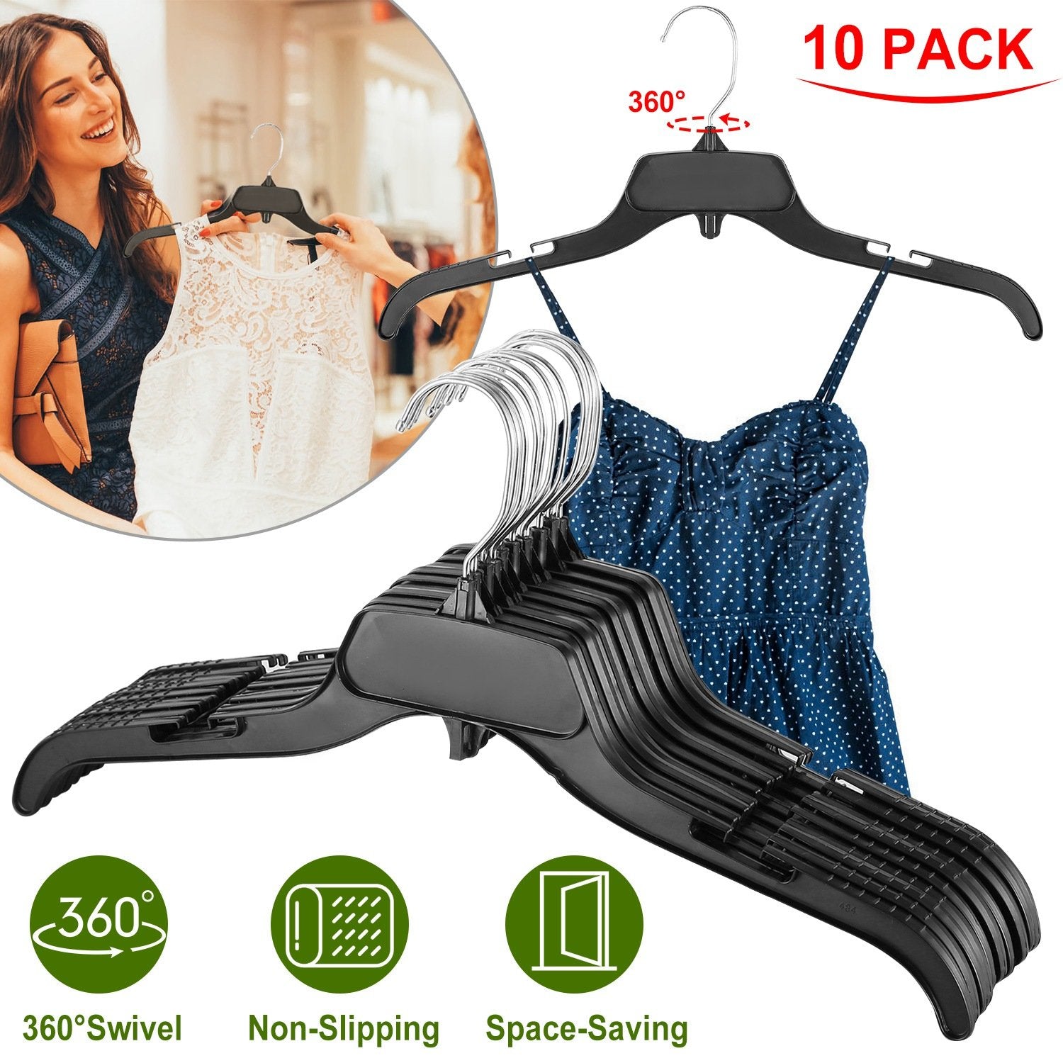 10-Pack: Clothes Hanger Non-Slip Notched Space-Saving Closet & Storage - DailySale