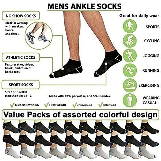 10-Pairs: Men's Active Low-Cut Ankle Socks Men's Shoes & Accessories - DailySale