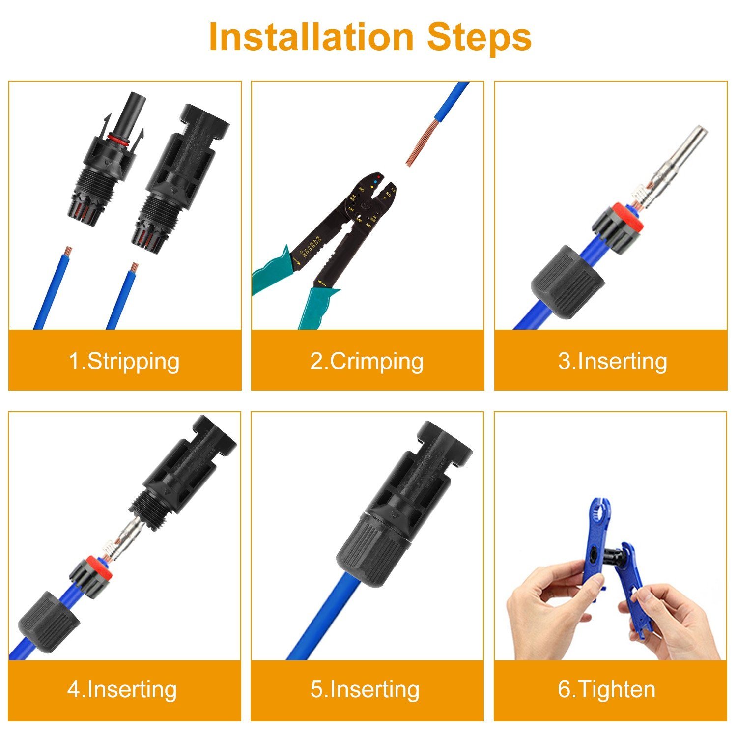 10-Pairs: Solar Panel Connectors Household Batteries & Electrical - DailySale