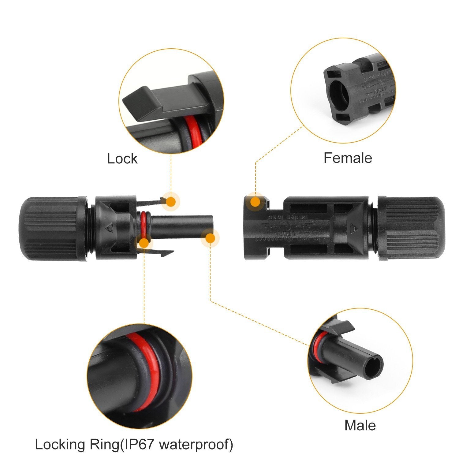 10-Pairs: Solar Panel Connectors Household Batteries & Electrical - DailySale