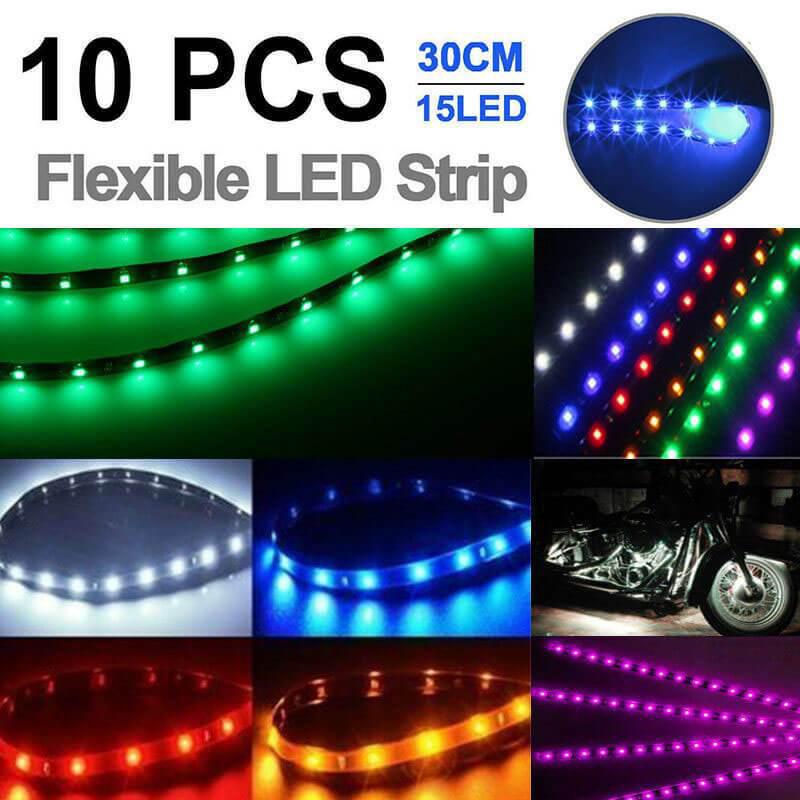 10-Piece: 12" 15SMD Waterproof 12V Flexible LED Strip Light For Car Automotive - DailySale