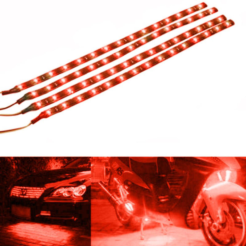 10-Piece: 12" 15SMD Waterproof 12V Flexible LED Strip Light For Car Automotive Red - DailySale