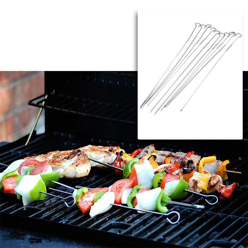 10-Piece: 15 Inches Stainless Steel Kabob Skewers Kitchen & Dining - DailySale
