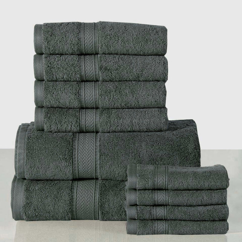10-Piece: 600 GSM Lux Soft Cotton Towel Set Home Essentials Dark Gray - DailySale