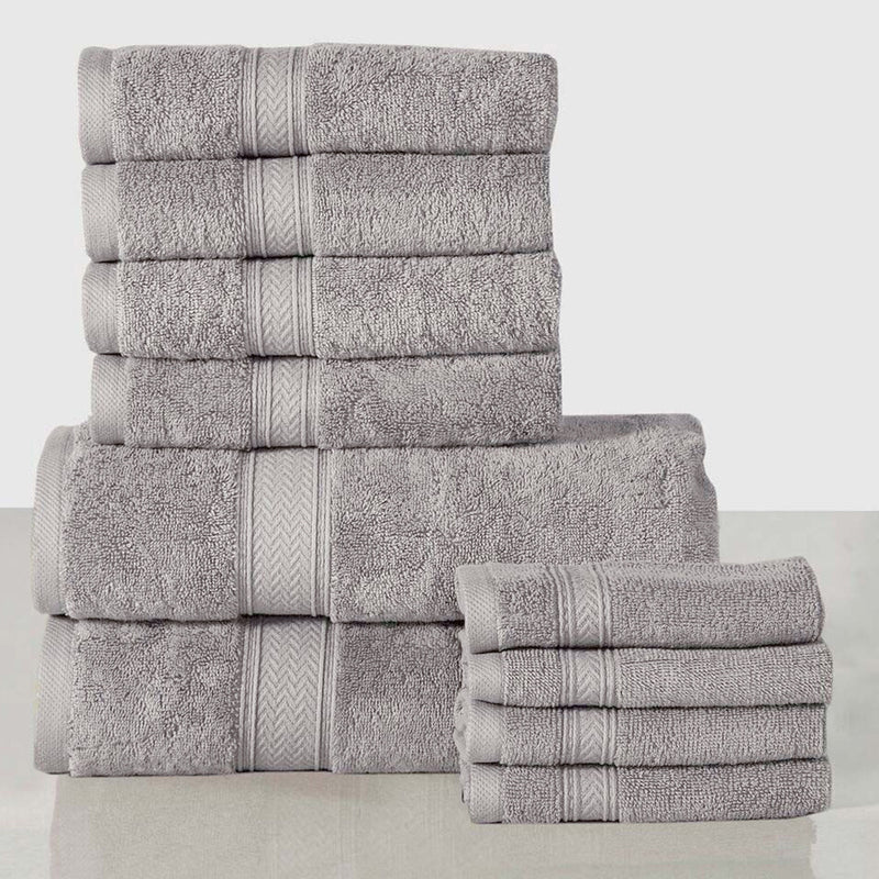 10-Piece: 600 GSM Lux Soft Cotton Towel Set Home Essentials Light Gray - DailySale