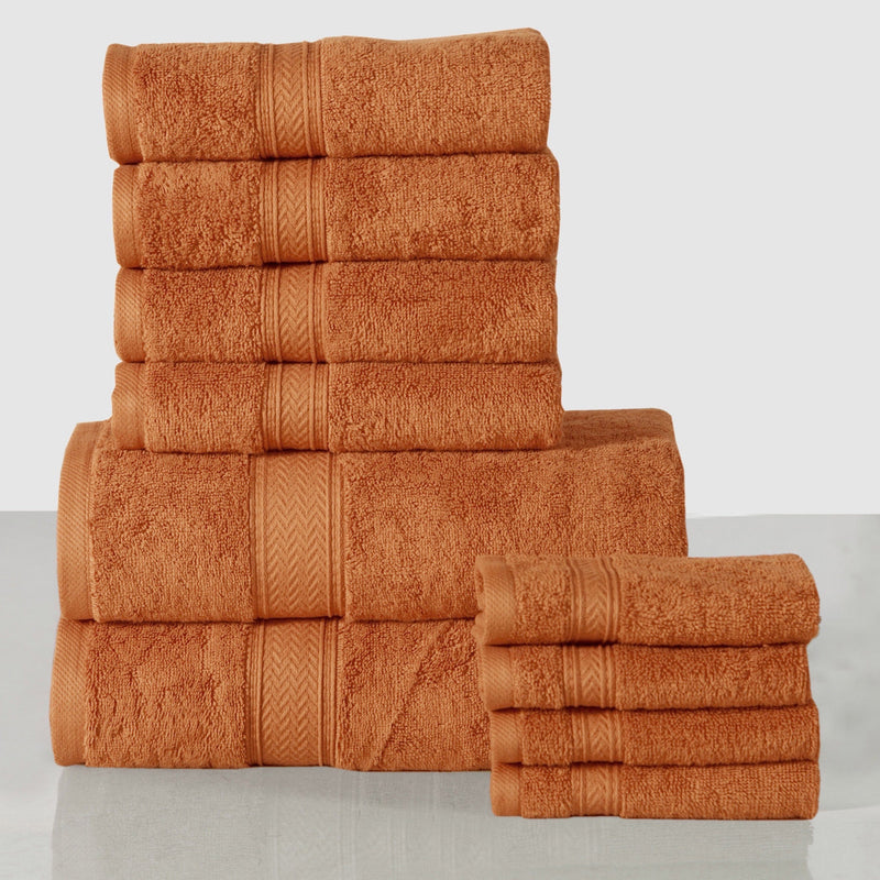 10-Piece: 600 GSM Lux Soft Cotton Towel Set Home Essentials Orange - DailySale