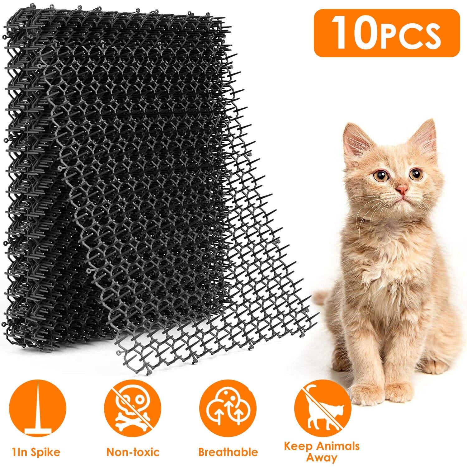 10-Piece: Cat Repellent Scat Mat with Spikes Pest Control - DailySale