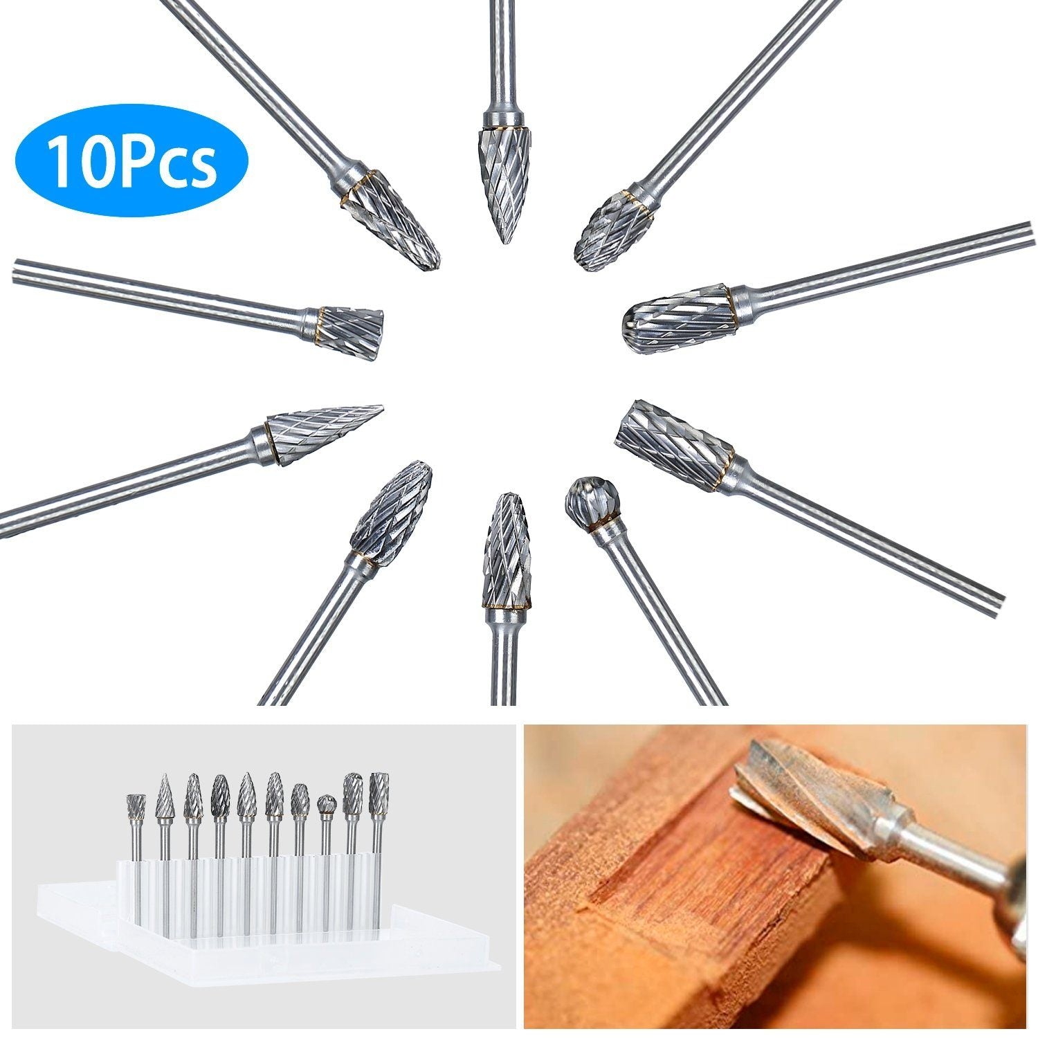 10-Piece: Double Cut Carbide Rotary Die Grinder Bit Set Home Improvement - DailySale