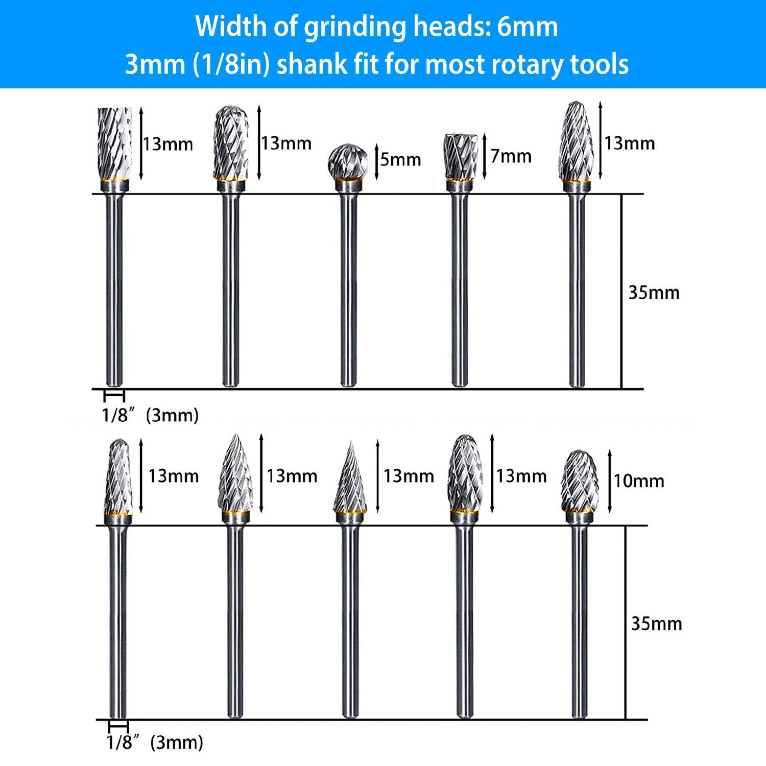 10-Piece: Double Cut Carbide Rotary Die Grinder Bit Set Home Improvement - DailySale