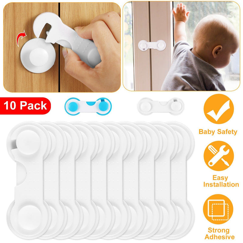 10-Piece: Kids Cabinet Strap Safety Locks Baby - DailySale