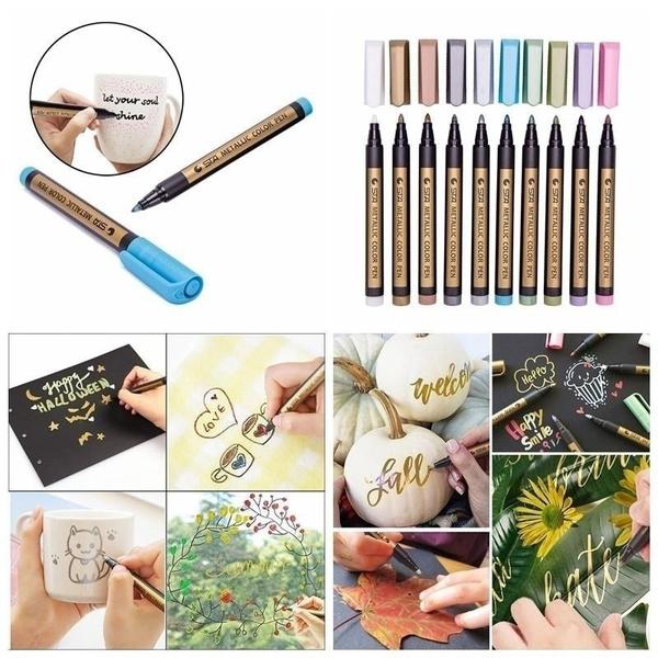 10-Piece: Metallic Paint Marker Pen Permanent Art & Craft Supplies - DailySale