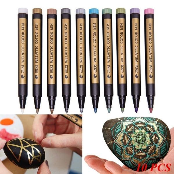 10-Piece: Metallic Paint Marker Pen Permanent Art & Craft Supplies - DailySale