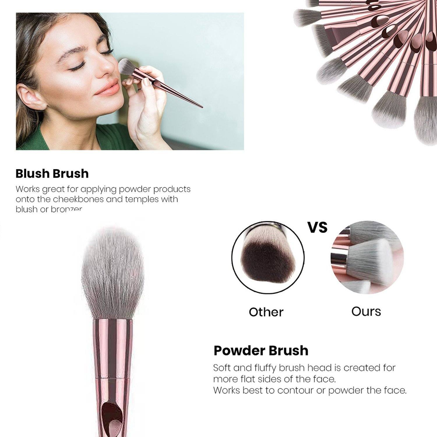 10-Piece: Metallic Premium Cosmetic Makeup Brushes Set Beauty & Personal Care - DailySale