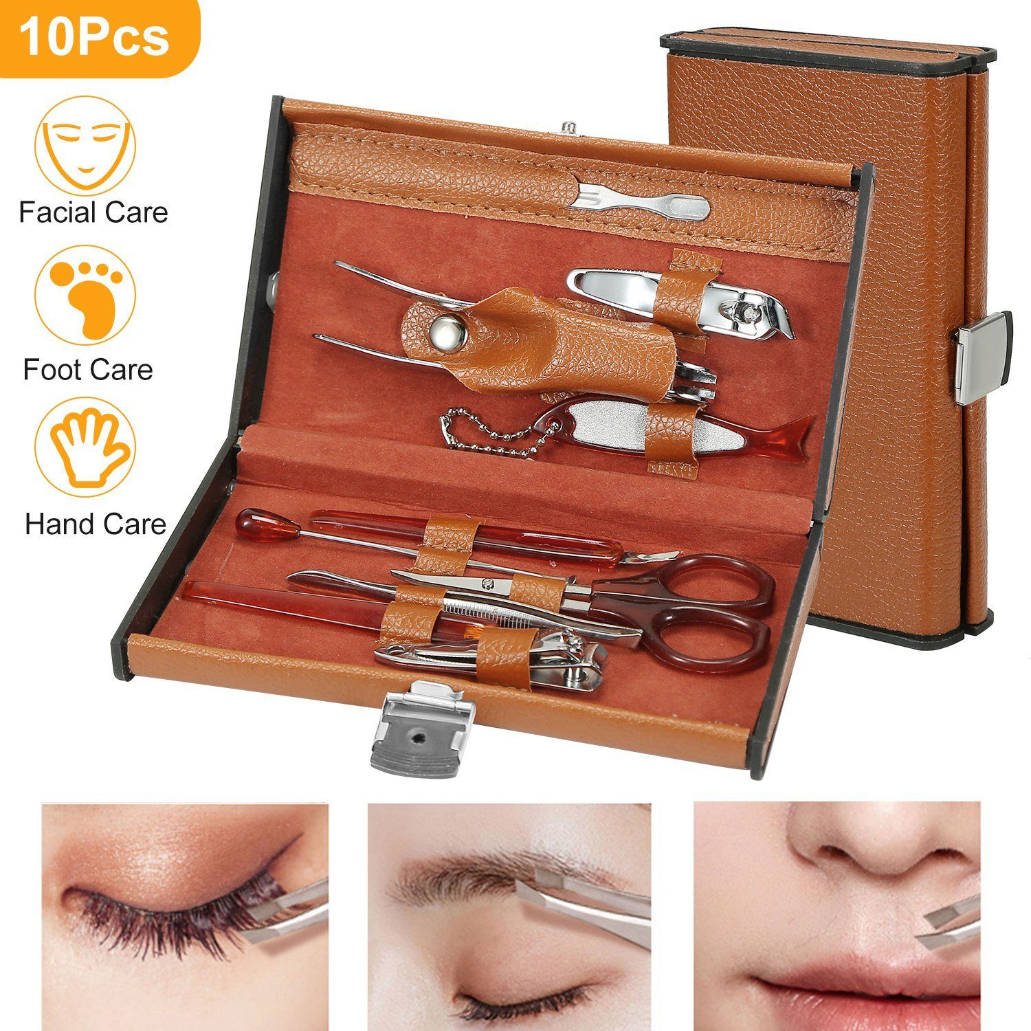 10-Piece: Pedicure, Manicure and Grooming Kit with Leather Case Beauty & Personal Care - DailySale