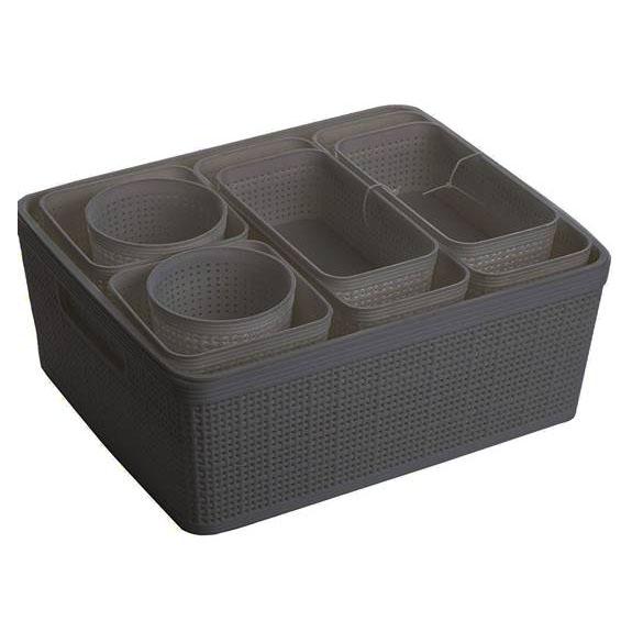 10-Piece: Plastic Woven Storage Basket Set-Nested Home Essentials - DailySale