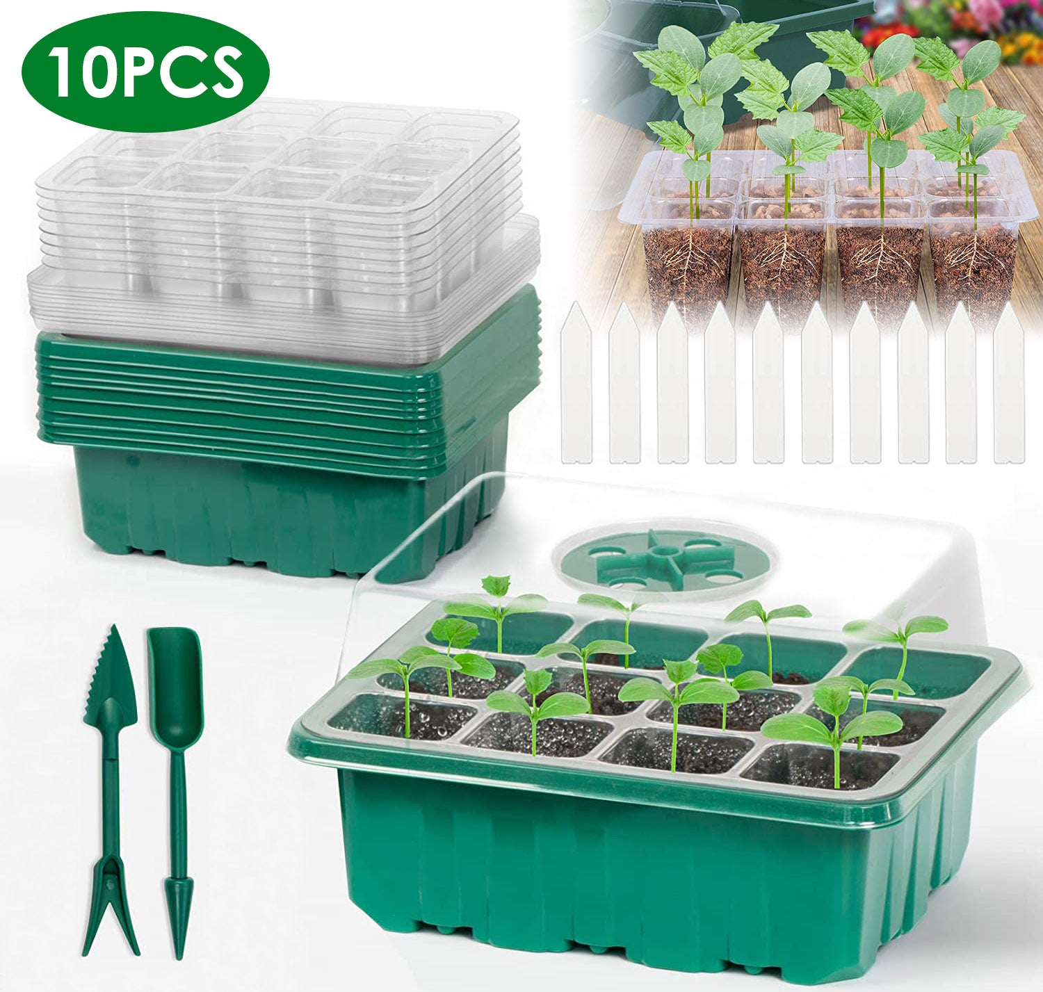 10-Piece: Reusable Seed Starter Tray Kit Garden & Patio - DailySale