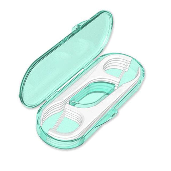 10-Piece Set: Dental Floss green Travel Case-Floss Pick shown in open box, at Dailysale