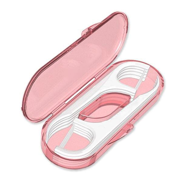 10-Piece Set: Dental Floss pink Travel Case-Floss Pick shown in open box, at Dailysale