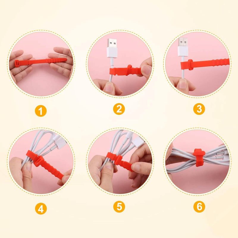 10-Pieces: 4.5 Inch Reusable Wire Ties Cord Organizer Straps Elastic Silicone Cord Organizer Everything Else - DailySale