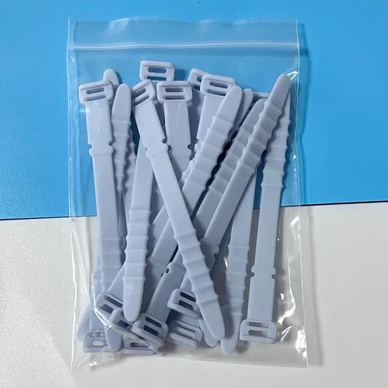 10-Pieces: 4.5 Inch Reusable Wire Ties Cord Organizer Straps Elastic Silicone Cord Organizer Everything Else Ice Blue - DailySale