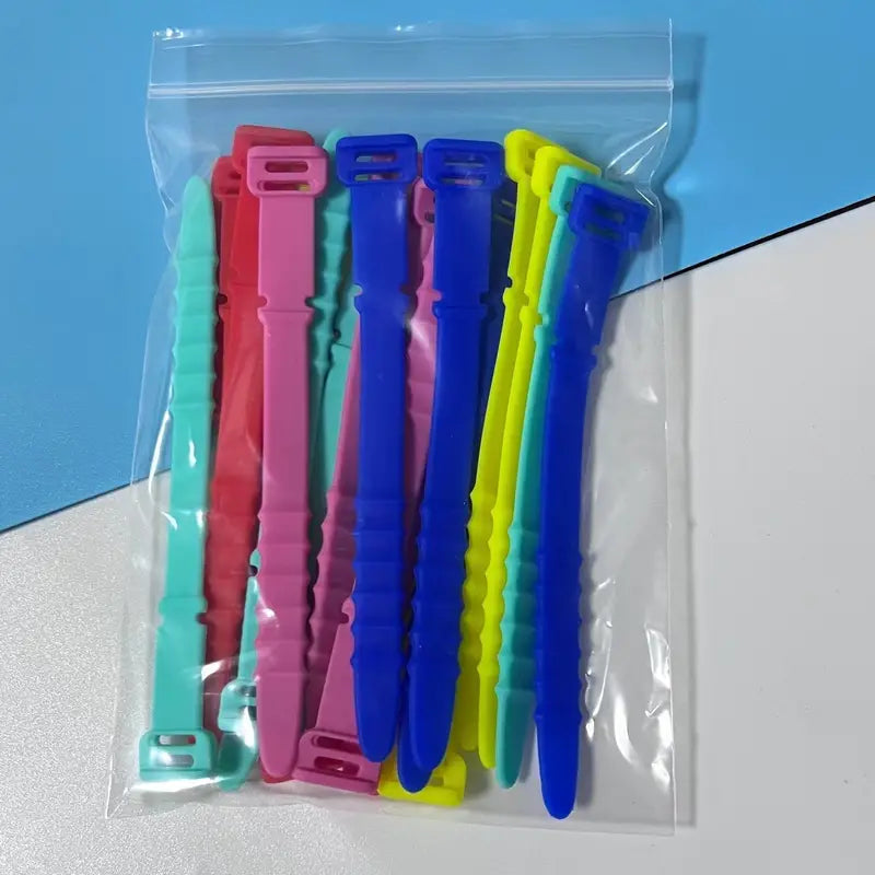 10-Pieces: 4.5 Inch Reusable Wire Ties Cord Organizer Straps Elastic Silicone Cord Organizer Everything Else Rose Red/Dark Blue/Yellow/Green/Red - DailySale