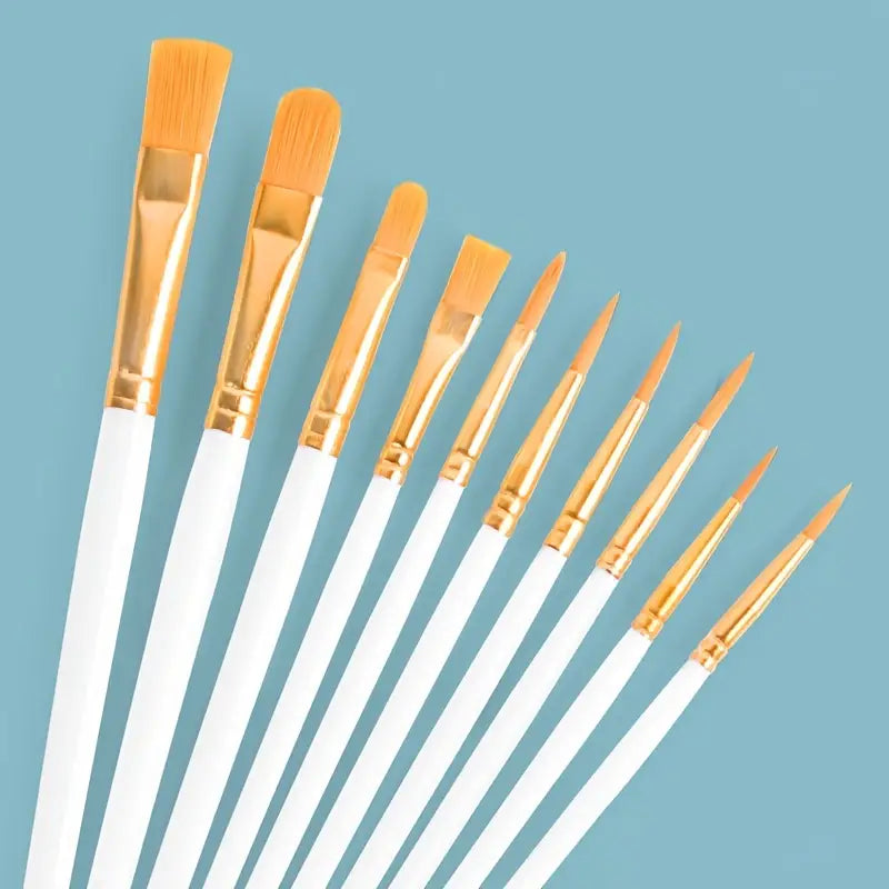 10-Pieces: Artist Paintbrush Nylon Round Pointed Flat Head Set Arts & Crafts - DailySale