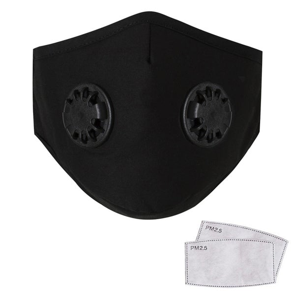 10-Pieces: Double Breathing Valve PM 2.5 Mask Respirator Face Masks & PPE Black - DailySale