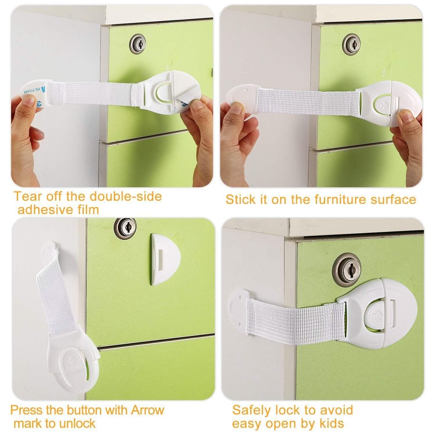 10-Pieces: Kids Safety Locks with 5 Furniture Corner Protectors Baby - DailySale