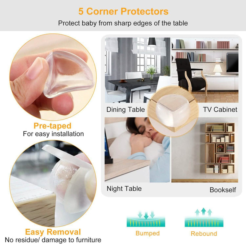 10-Pieces: Kids Safety Locks with 5 Furniture Corner Protectors Baby - DailySale