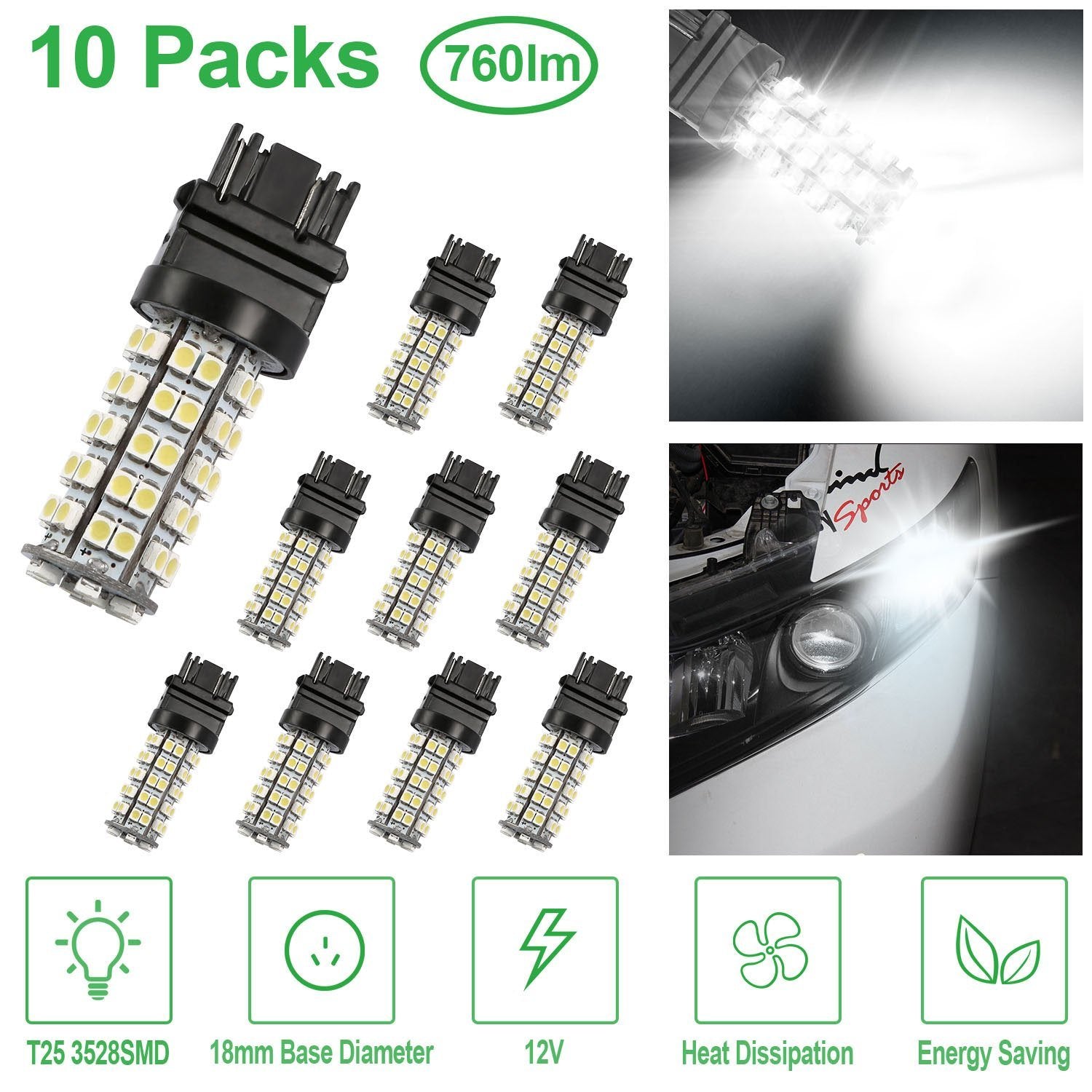 10-Pieces: LED Car Light Bulbs Automotive - DailySale