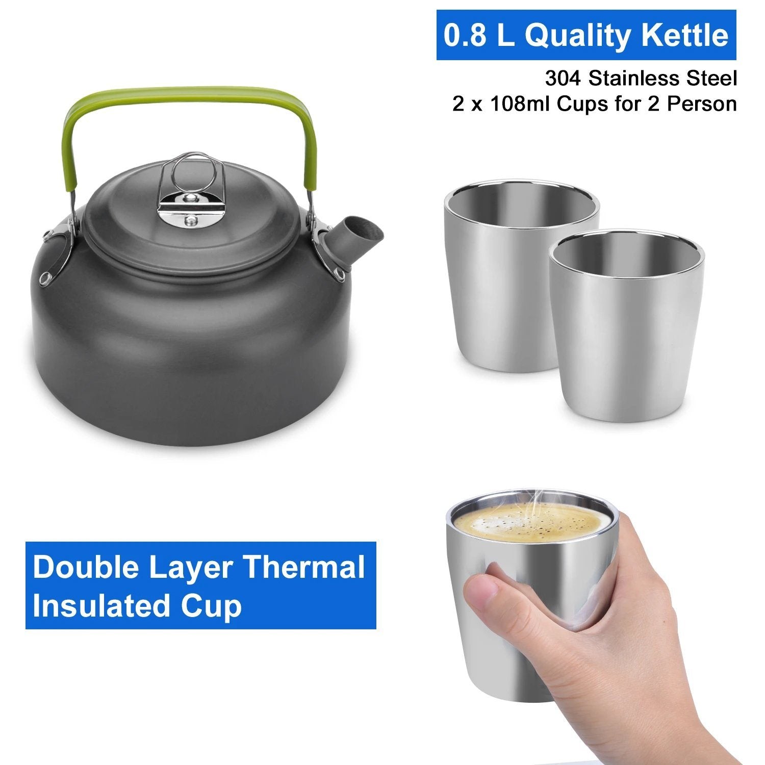 10-Pieces: ODOLAND Camping Cookware Mess Kit Sports & Outdoors - DailySale