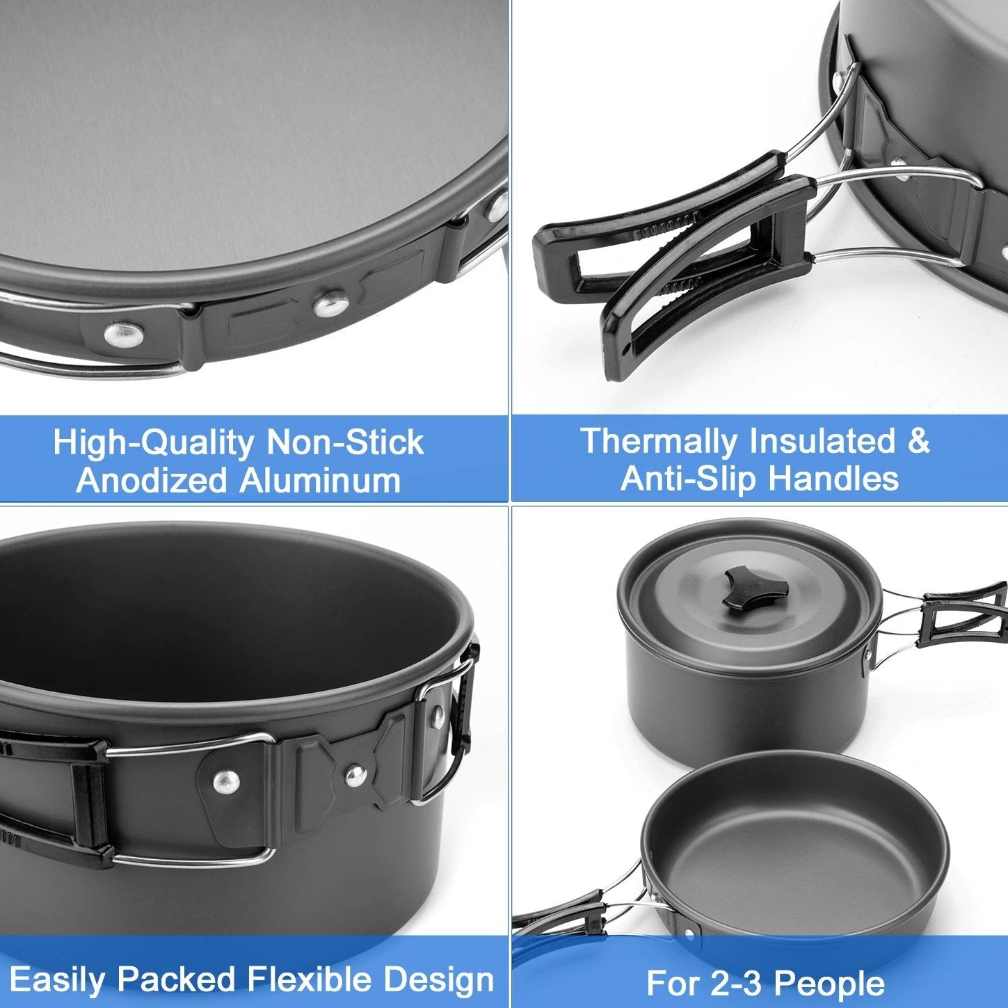 10-Pieces: ODOLAND Camping Cookware Mess Kit Sports & Outdoors - DailySale