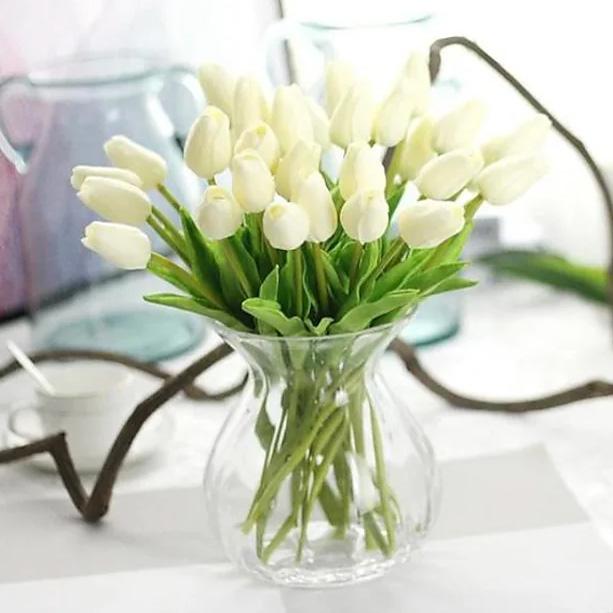 10-Pieces: PU Modern Style Bouquet Tabletop Flower Bouquet Furniture & Decor White - DailySale