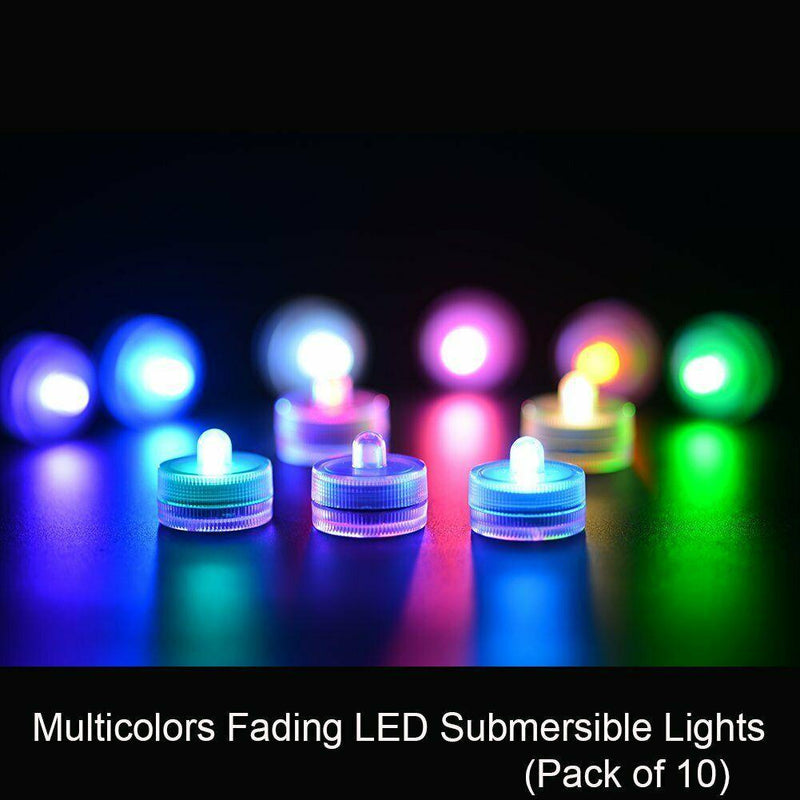 10-Pieces: RGB Submersible Waterproof LED Tea Lights Flameless Candles Lighting & Decor - DailySale
