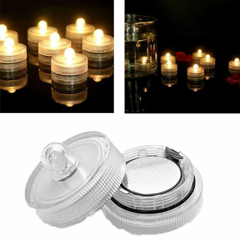 10-Pieces: Warm White Submersible Waterproof LED Tea Lights Flameless Candles Lighting & Decor - DailySale