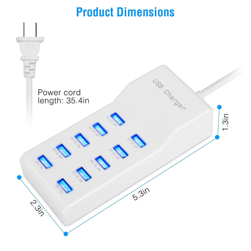 10-Ports 50W USB Wall Fast Charging Power Adapter Mobile Accessories - DailySale