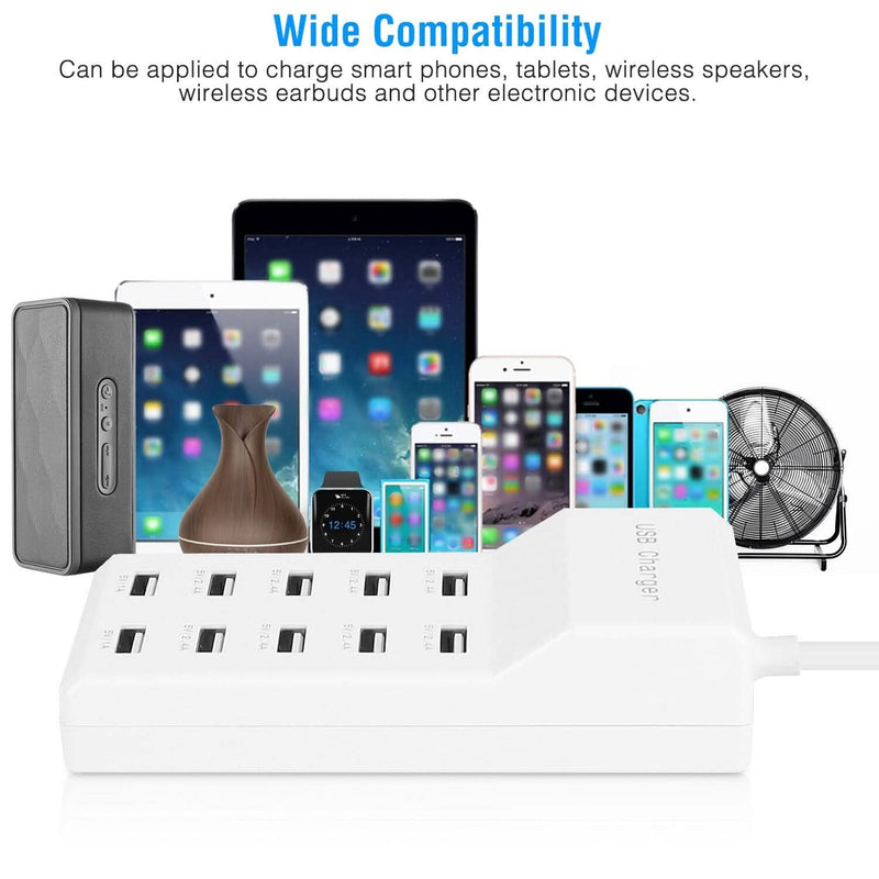 10-Ports 50W USB Wall Fast Charging Power Adapter Mobile Accessories - DailySale