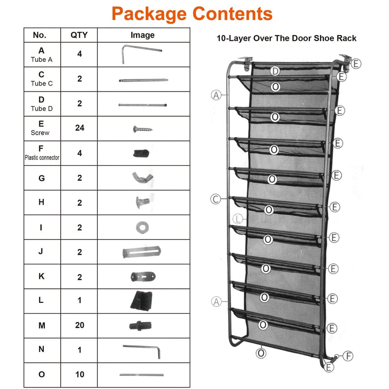10-Tier Over the Door Shoe Rack Organizer Holder Hanging Storage Shelf Closet & Storage - DailySale