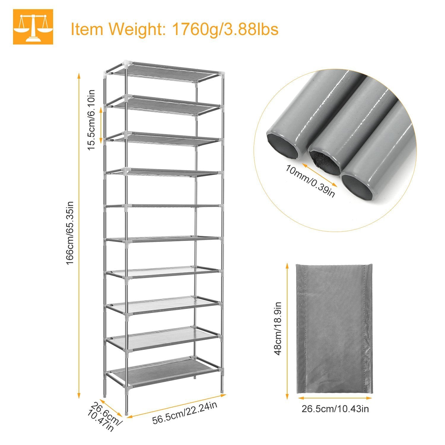 10-Tier Shoe Rack Shelves 27 Pairs Shoes Organizer Closet & Storage - DailySale