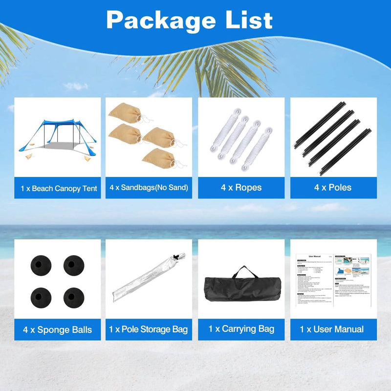 10 x 10 ft Sun Shelter Family Beach Tent Outdoor Shade UPF50+ with Sandbag Sports & Outdoors - DailySale