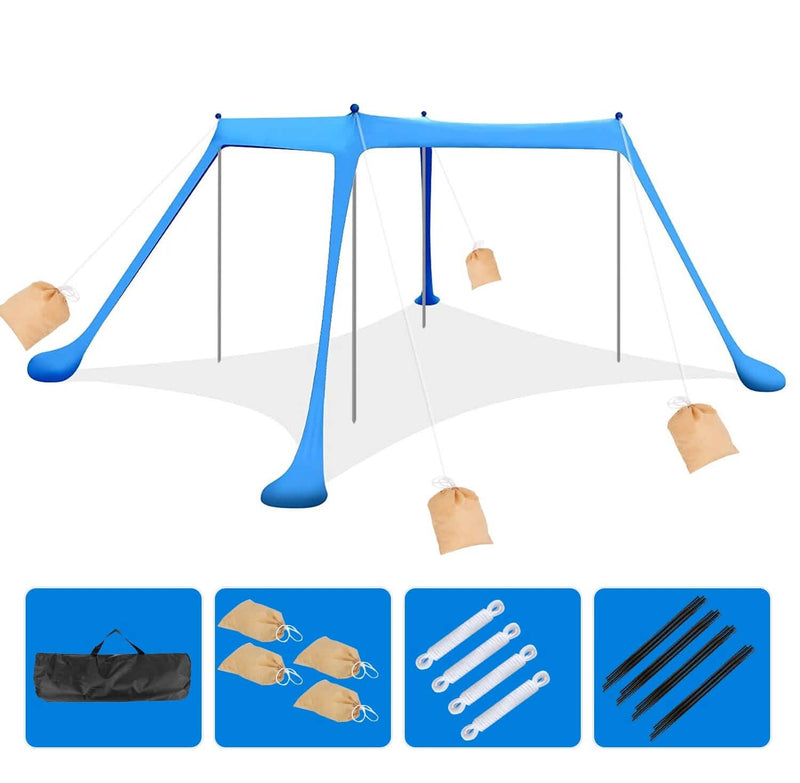 10 x 10 ft Sun Shelter Family Beach Tent Outdoor Shade UPF50+ with Sandbag Sports & Outdoors - DailySale